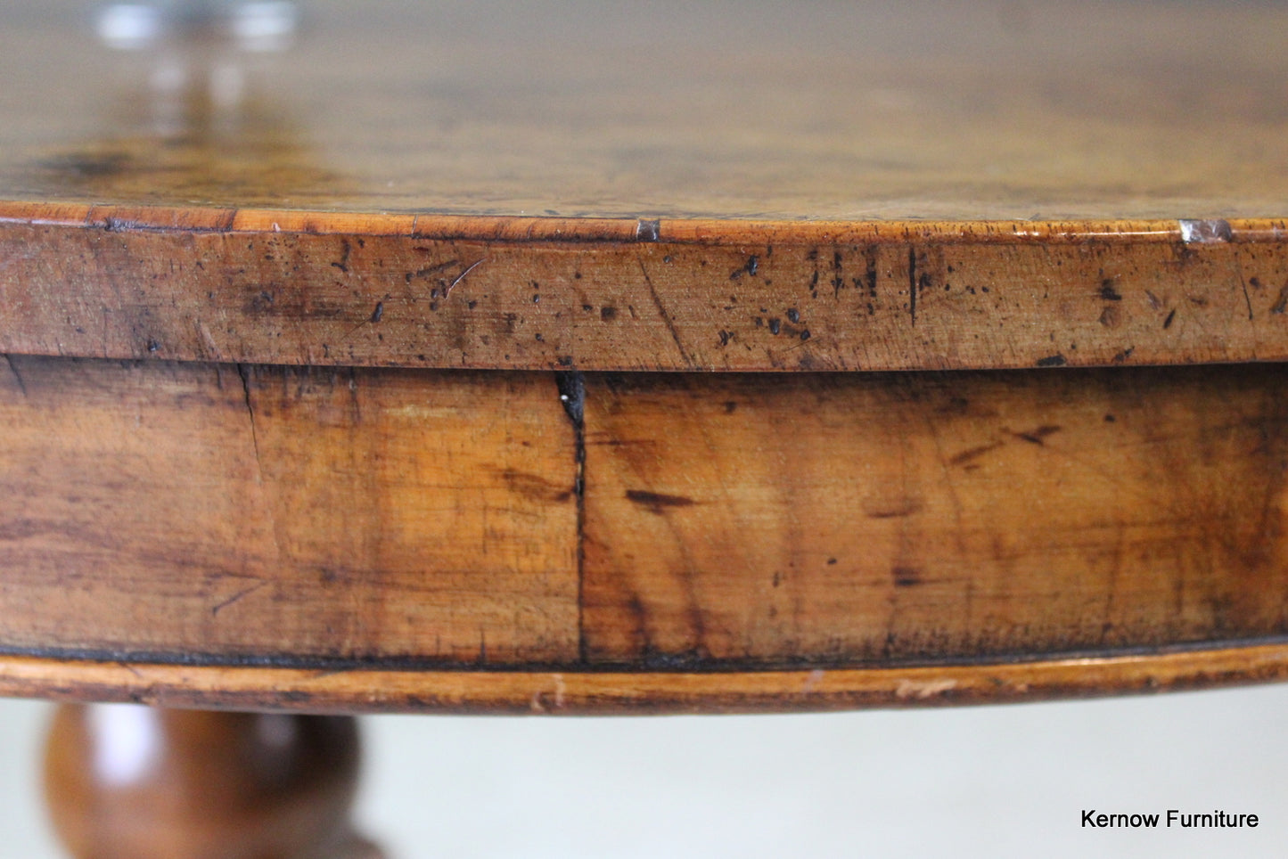 Large Antique Oval Walnut Tilt Top Table - Kernow Furniture