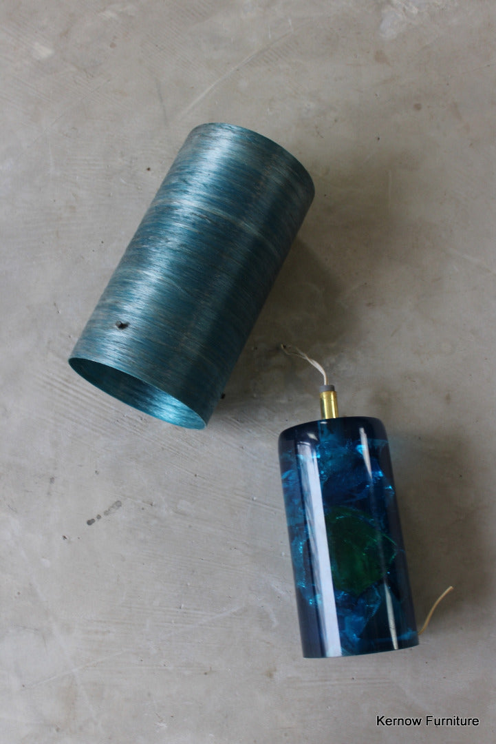 Retro Blue Shattaline Lamp & Shade - Kernow Furniture