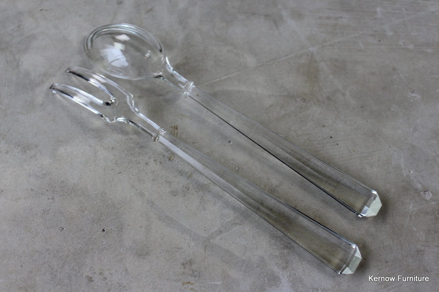 Pair Clear Glass Salad Servers - Kernow Furniture