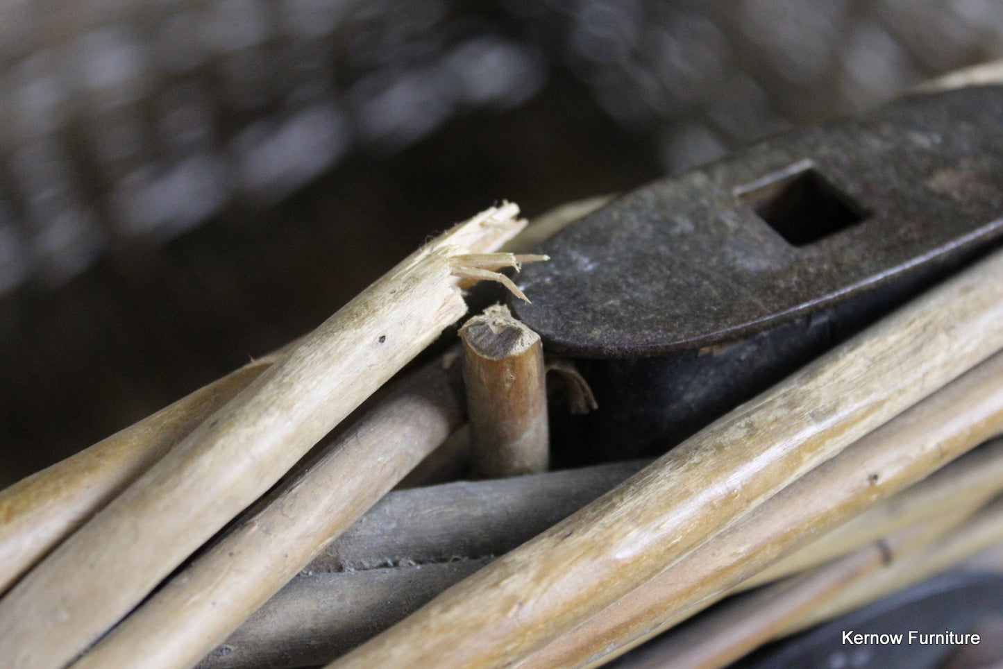 Large Antique Willow Basket - Kernow Furniture