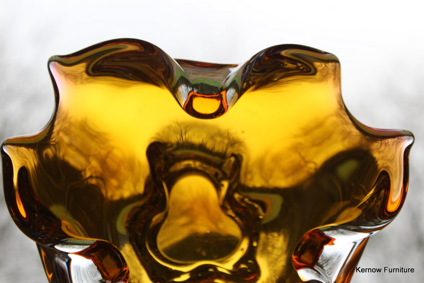 Amber Freeform Glass Bowl - Kernow Furniture