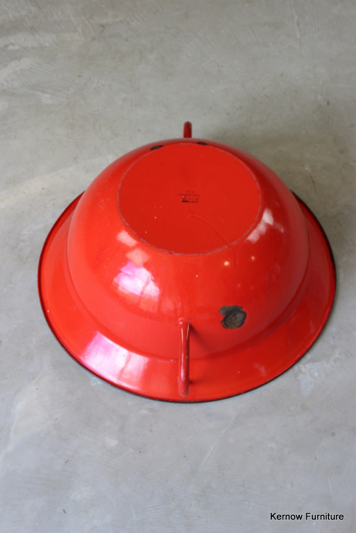 Large Red & Grey Enamel Pan - Kernow Furniture