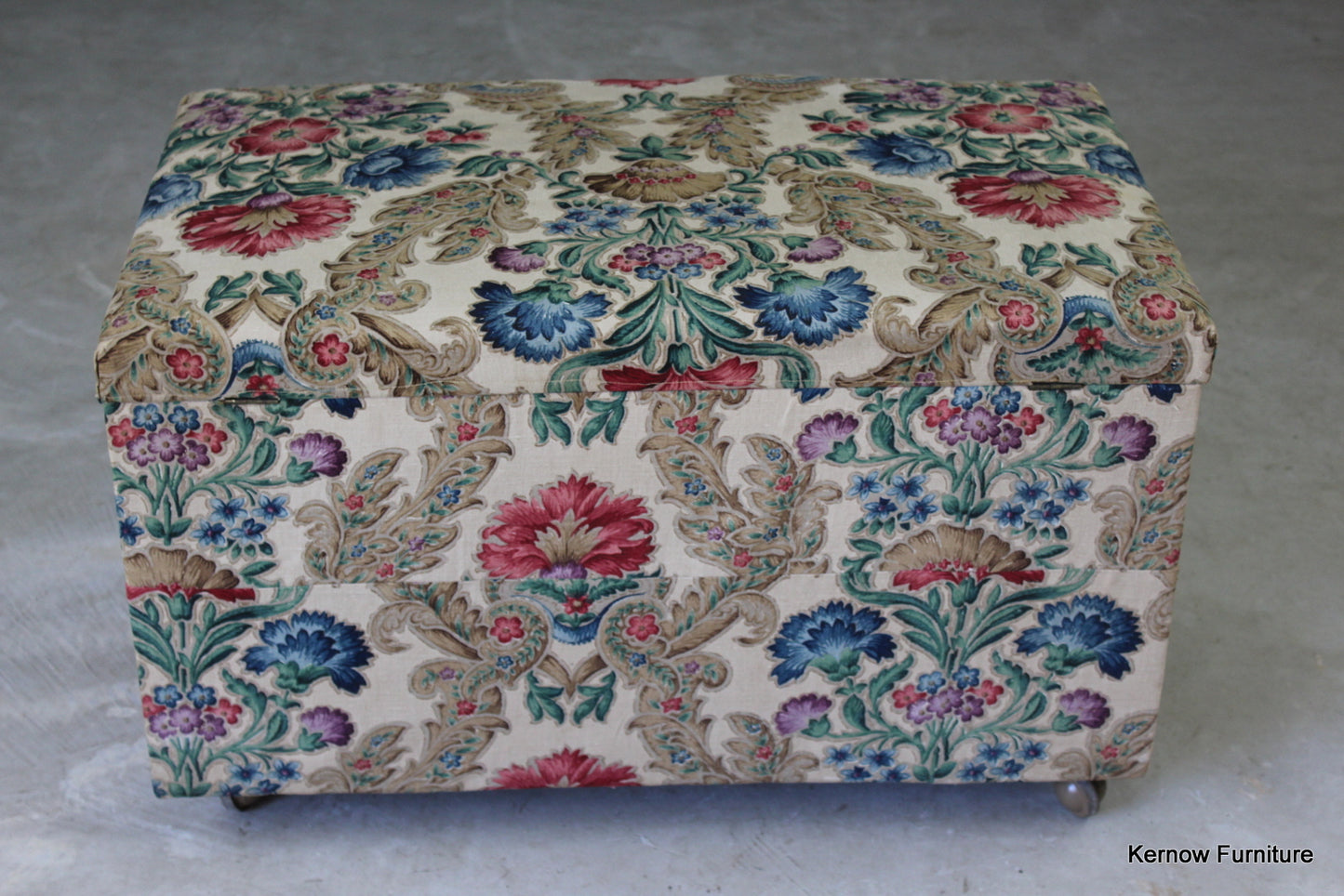 Floral Upholstered Ottoman - Kernow Furniture
