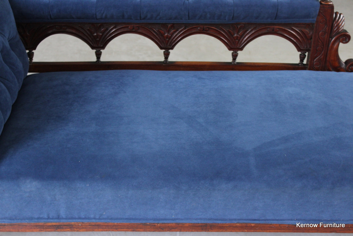 Antique Walnut Upholstered Chaise Longue - Kernow Furniture