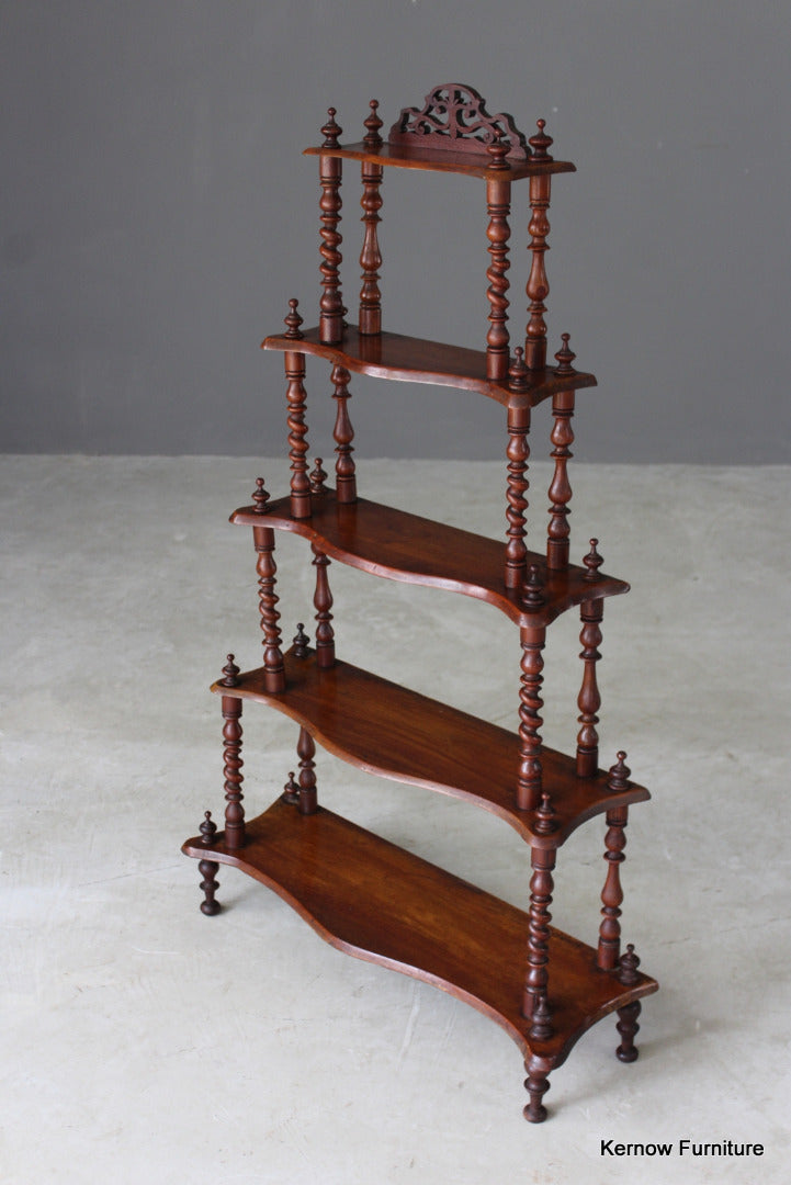 Mahogany Serpentine Whatnot - Kernow Furniture