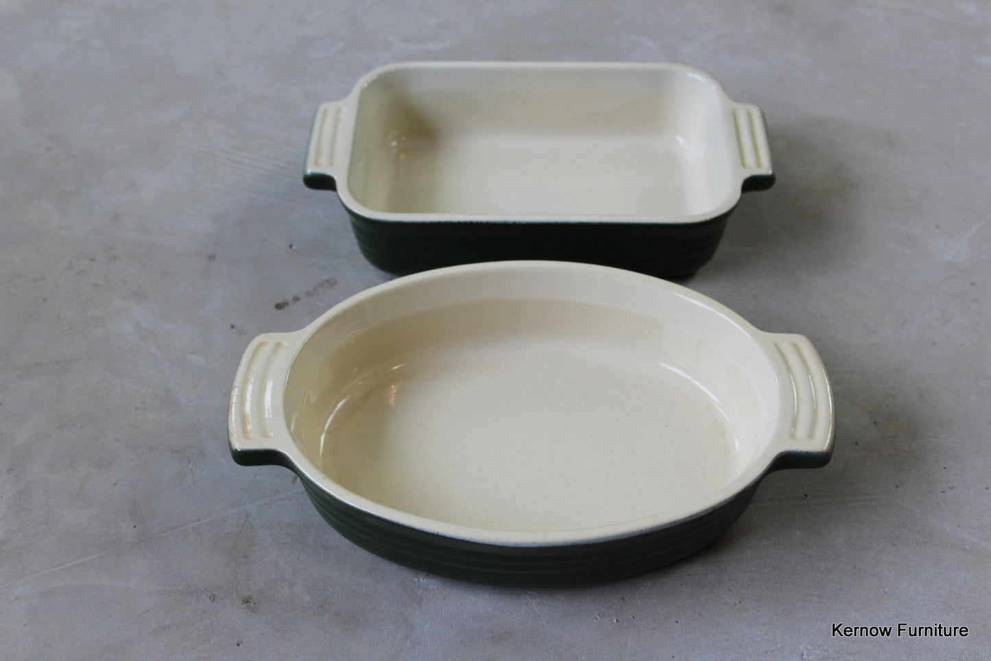 Pair Le Crueset Green Oven Dishes - Kernow Furniture