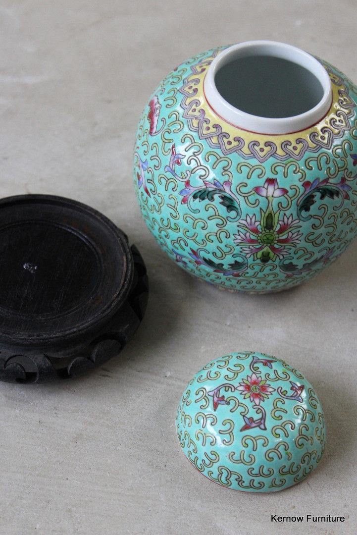 Chinese Famille Rose Ginger Jar on Stand - Kernow Furniture