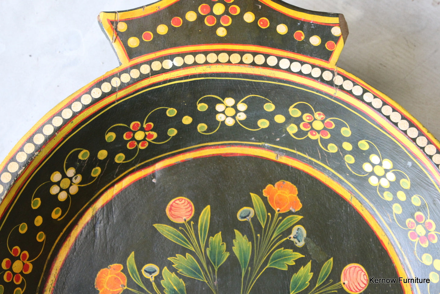 Wooden Folk Art Floral Bowl - Kernow Furniture