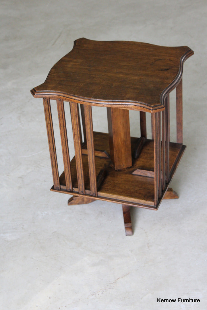 Edwardian Oak Table Top Revolving Bookcase - Kernow Furniture
