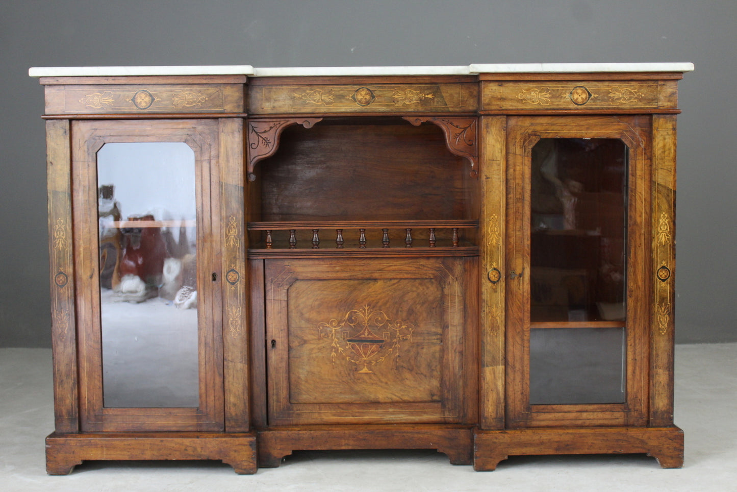 Antique Victorian Inlaid Walnut Credenza - Kernow Furniture