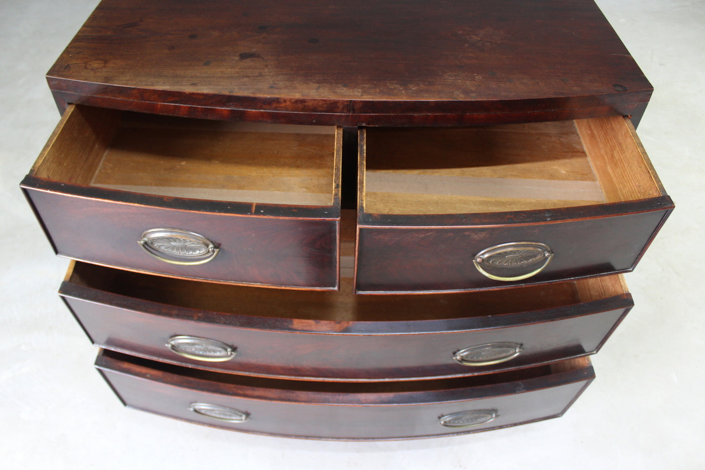 Antique Small Mahogany Bow Front Chest of Drawers - Kernow Furniture