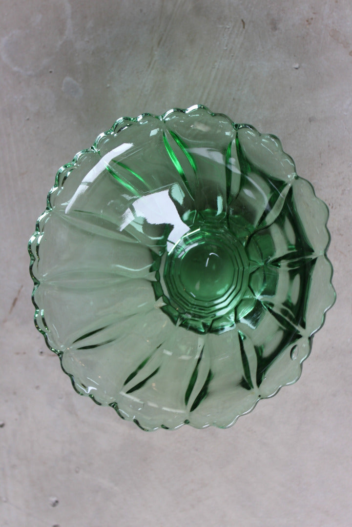1930s Green Glass Bowl - Kernow Furniture