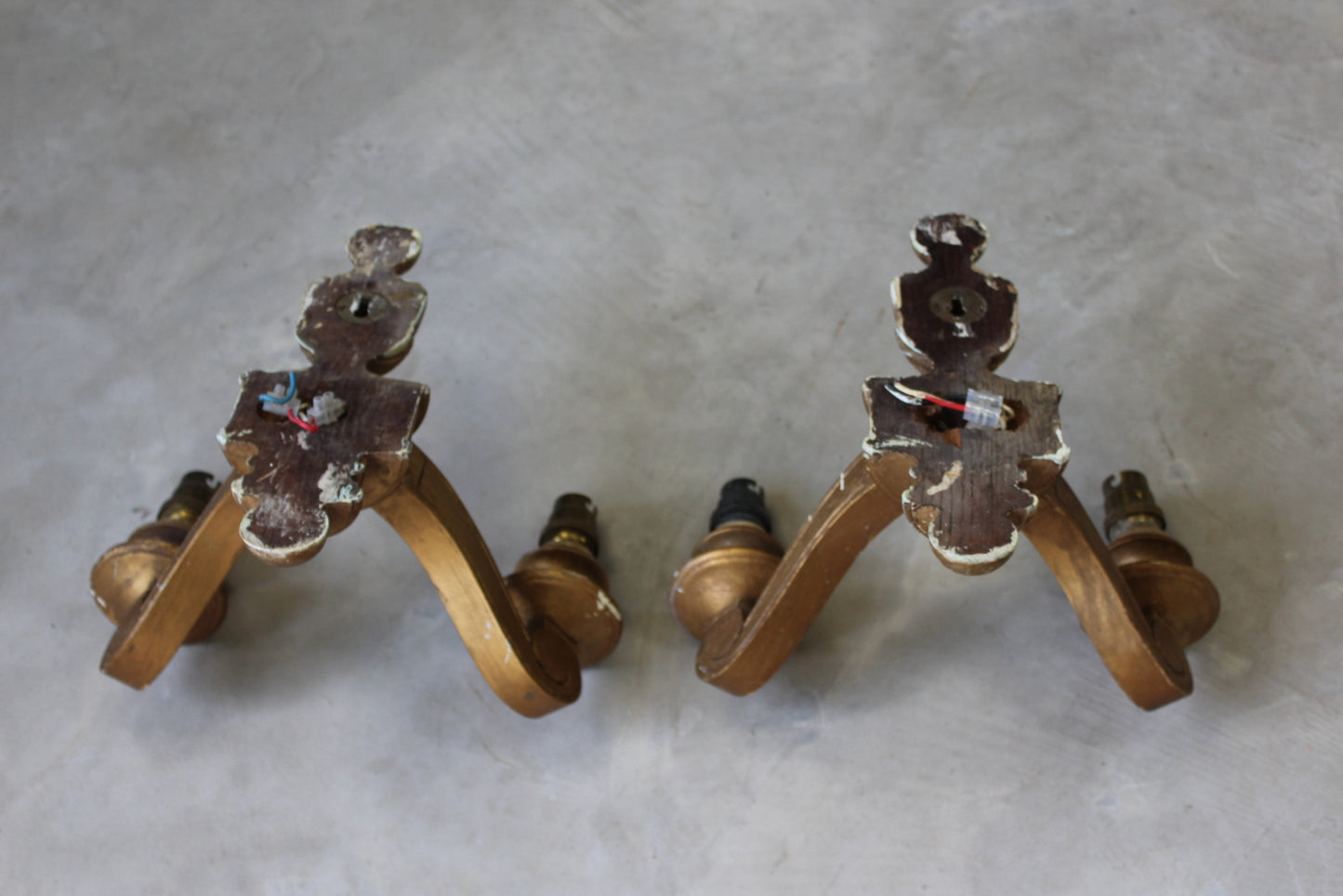 Vintage Gilt Wood Wall Lights - Kernow Furniture