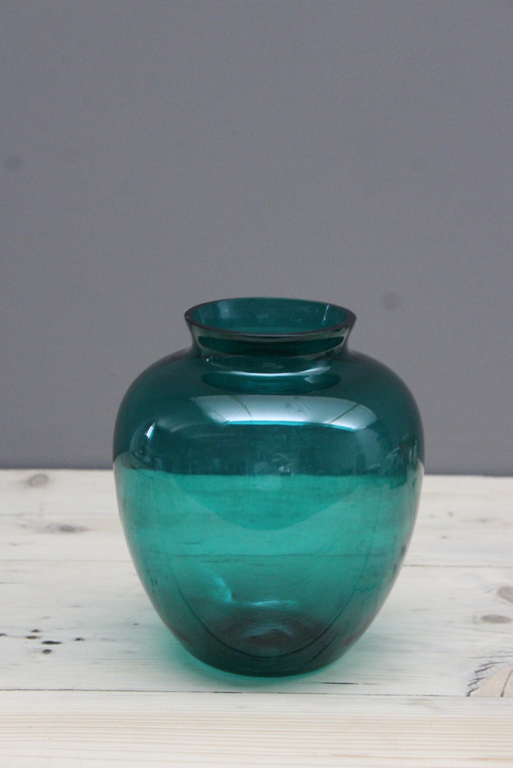 Retro Green Glass Vase - Kernow Furniture