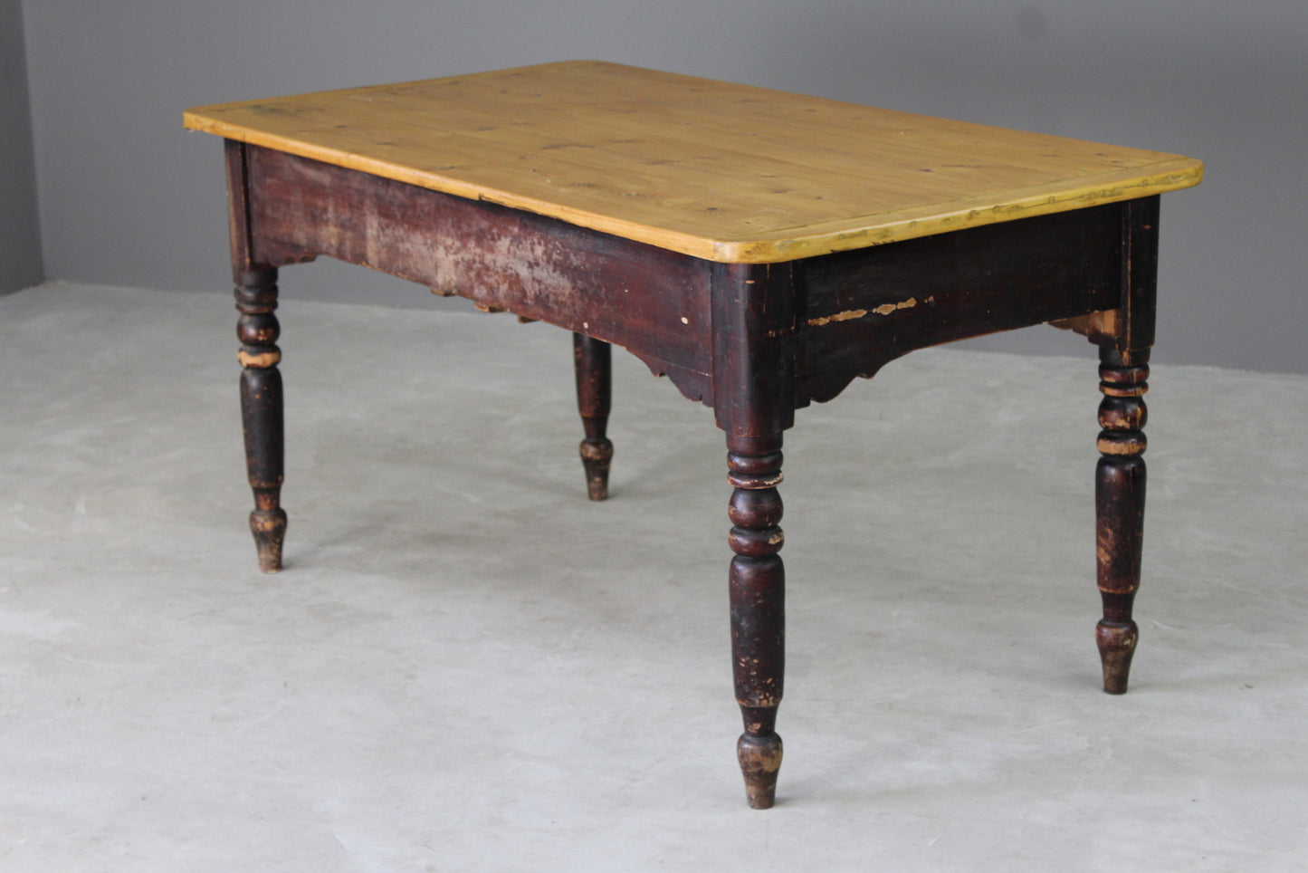 Antique Rustic Pine Kitchen Table - Kernow Furniture