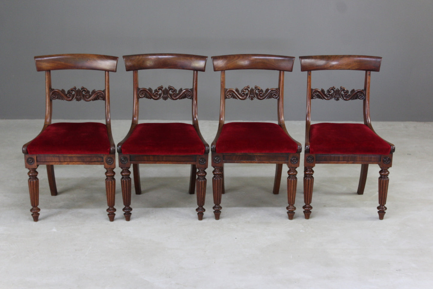 4 Antique Mahogany Dining Chairs - Kernow Furniture