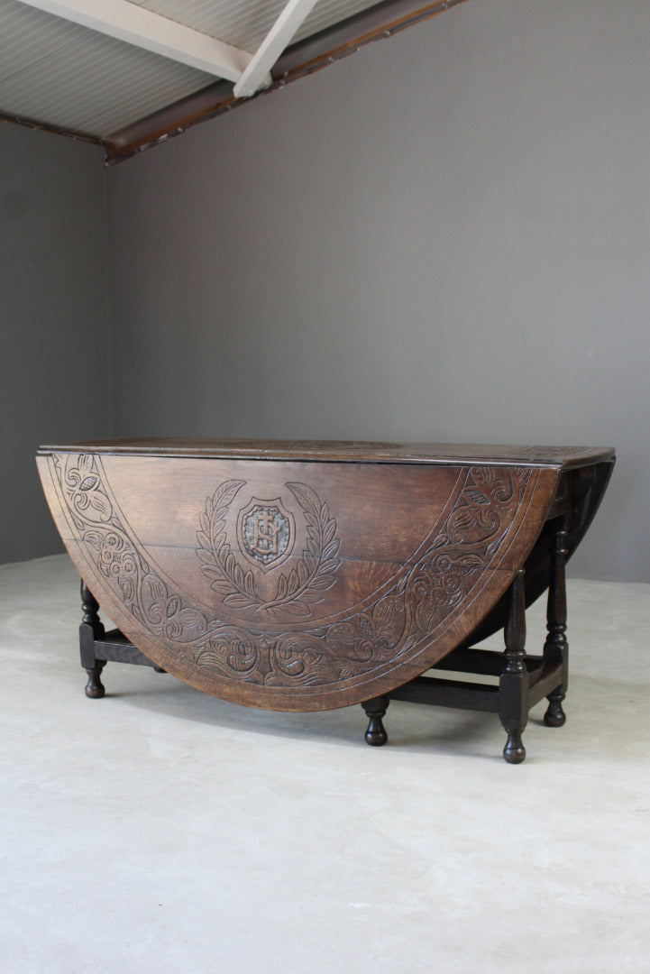 Antique Oak Drop Leaf Table - Kernow Furniture