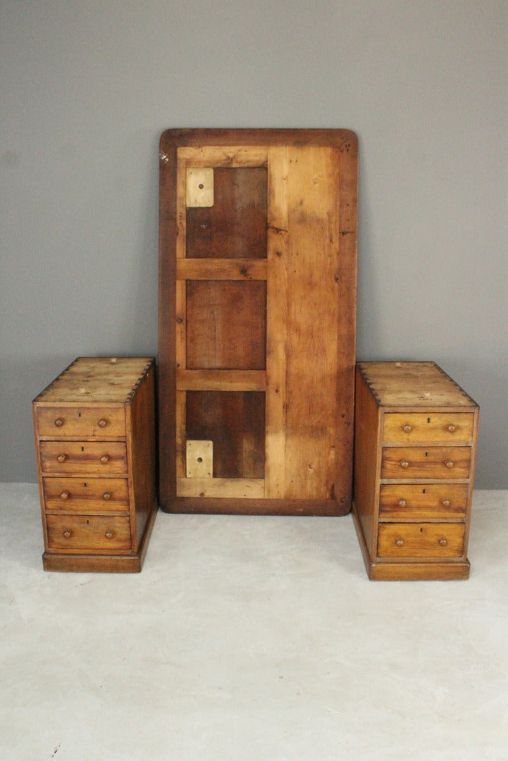 Large Antique Victorian Twin Pedestal Desk - Kernow Furniture