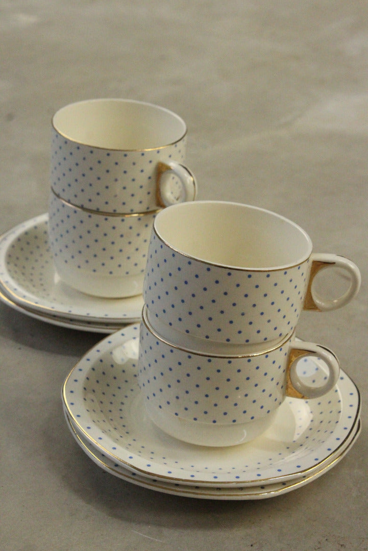 Brexton Blue & White Spotty Cups & Saucers - Kernow Furniture