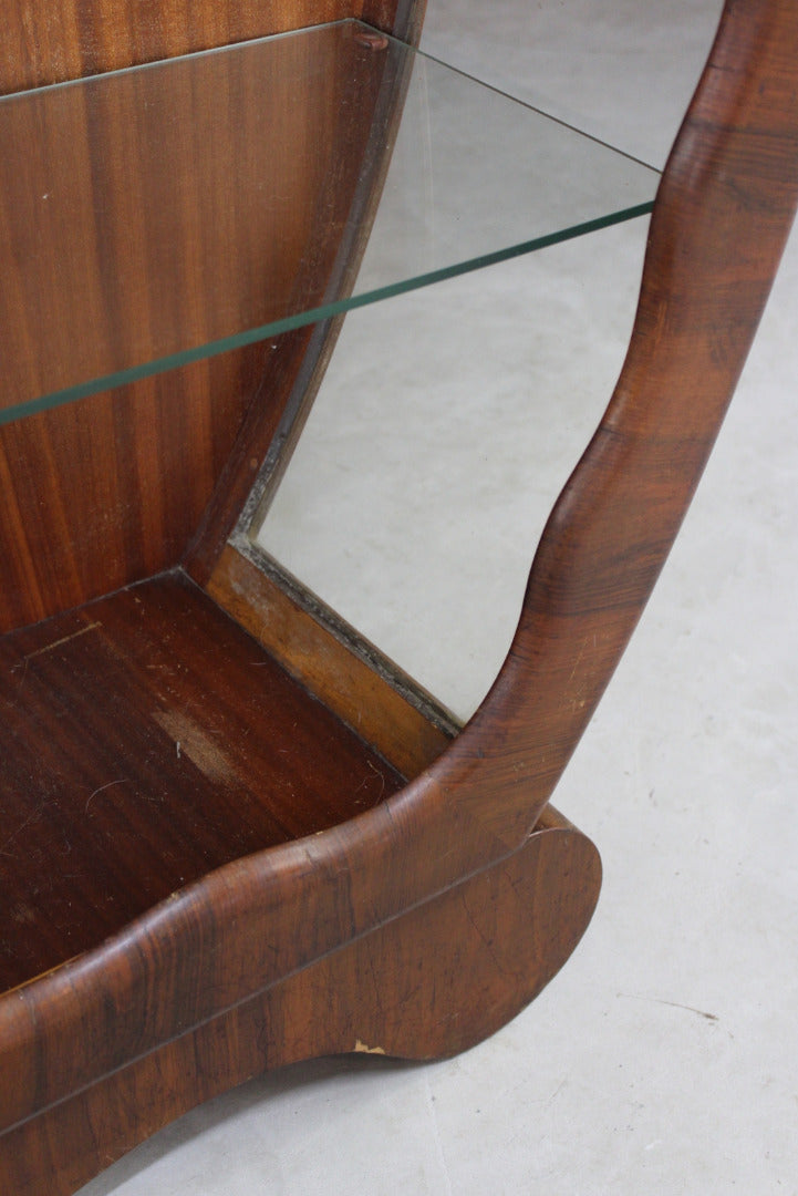 Vintage 1950s Walnut Display Cabinet - Kernow Furniture
