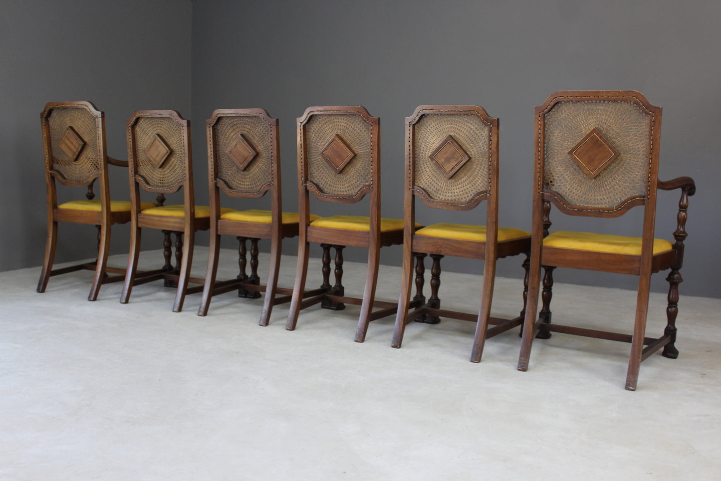 6 Cane Deco Style Dining Chairs - Kernow Furniture