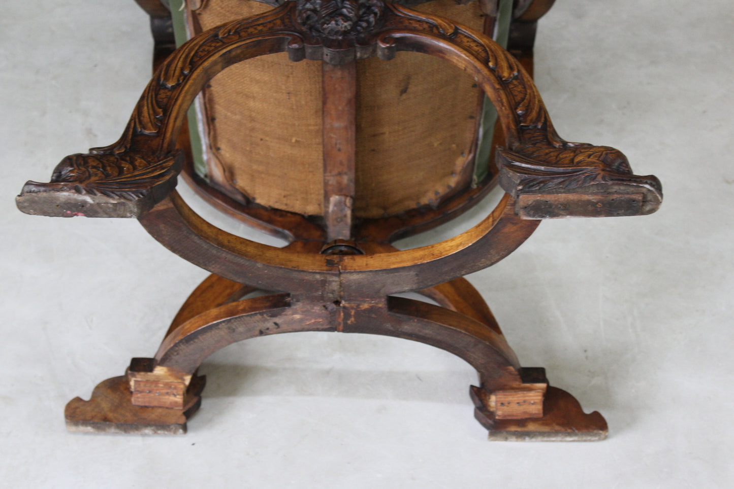 Renaissance Style Carved Walnut Savonarola Chair - Kernow Furniture