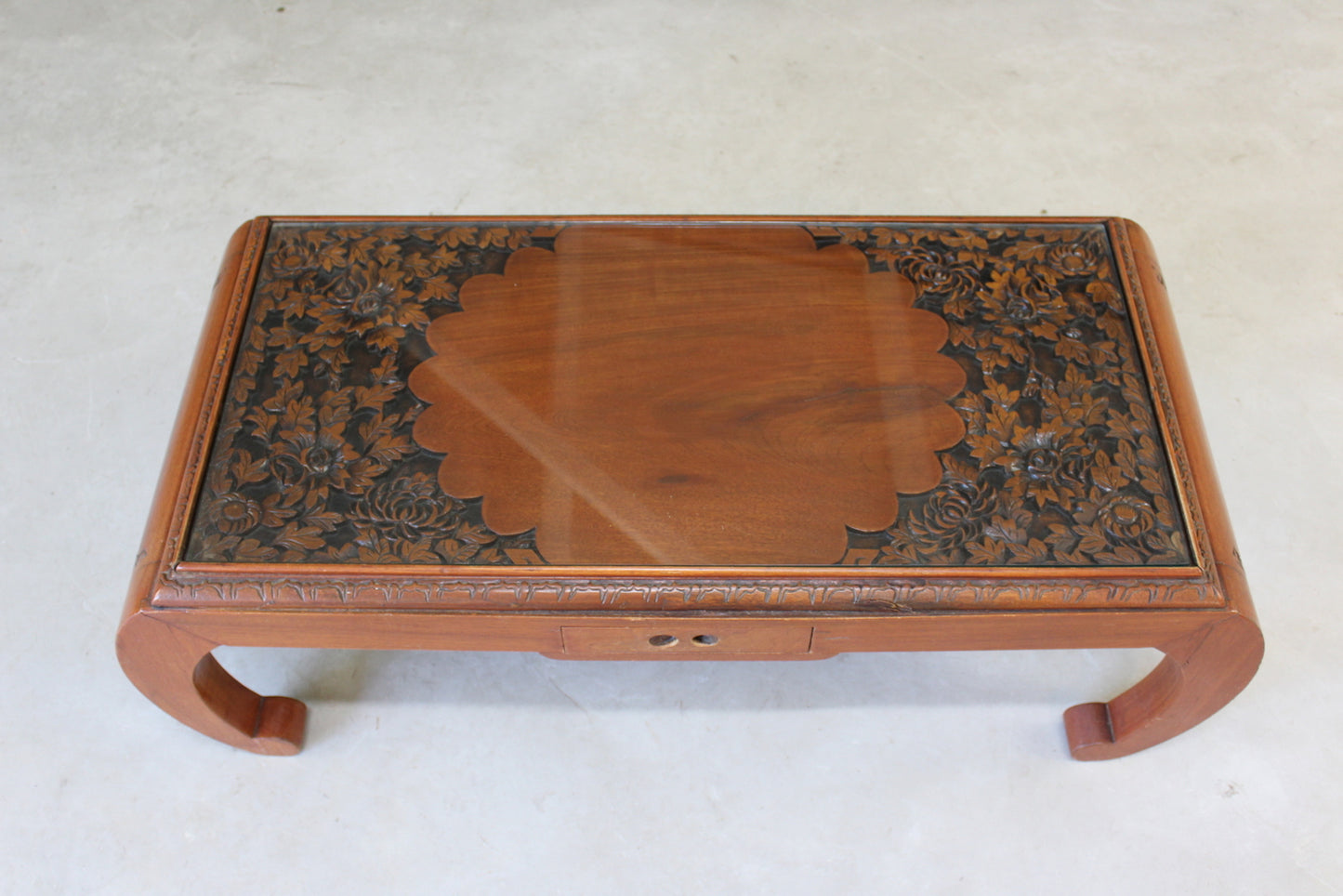 Carved Oriental Coffee Table - Kernow Furniture