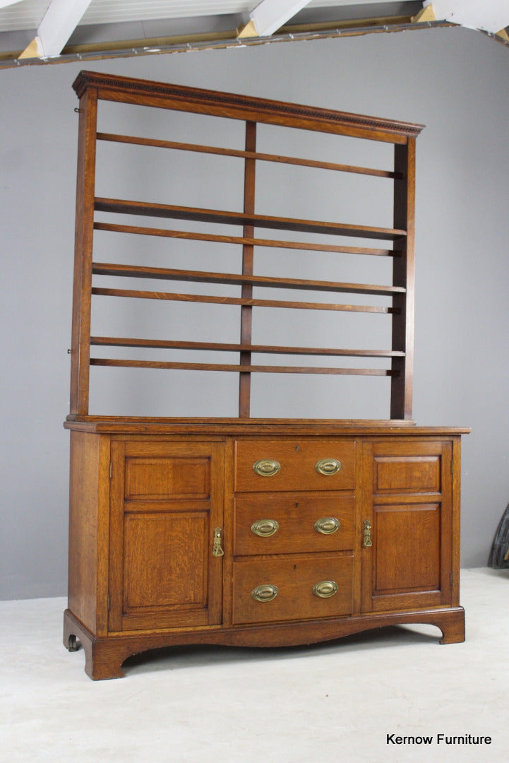 Large Antique Golden Oak Farmhouse Open Dresser Kernow Furniture Large Antique Golden Oak Farmhouse Open Dresser Kernow Furniture