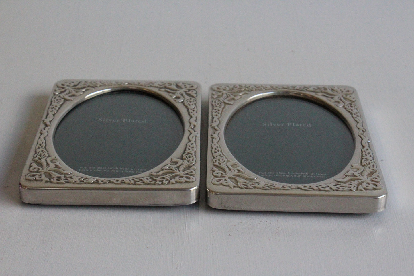 Pair Silver Plated Photo Frames - Kernow Furniture