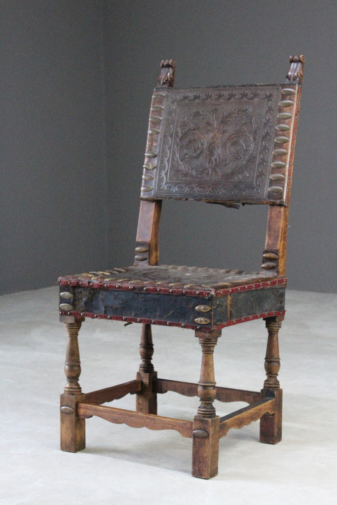 Portugese Walnut & Leather Chair - Kernow Furniture