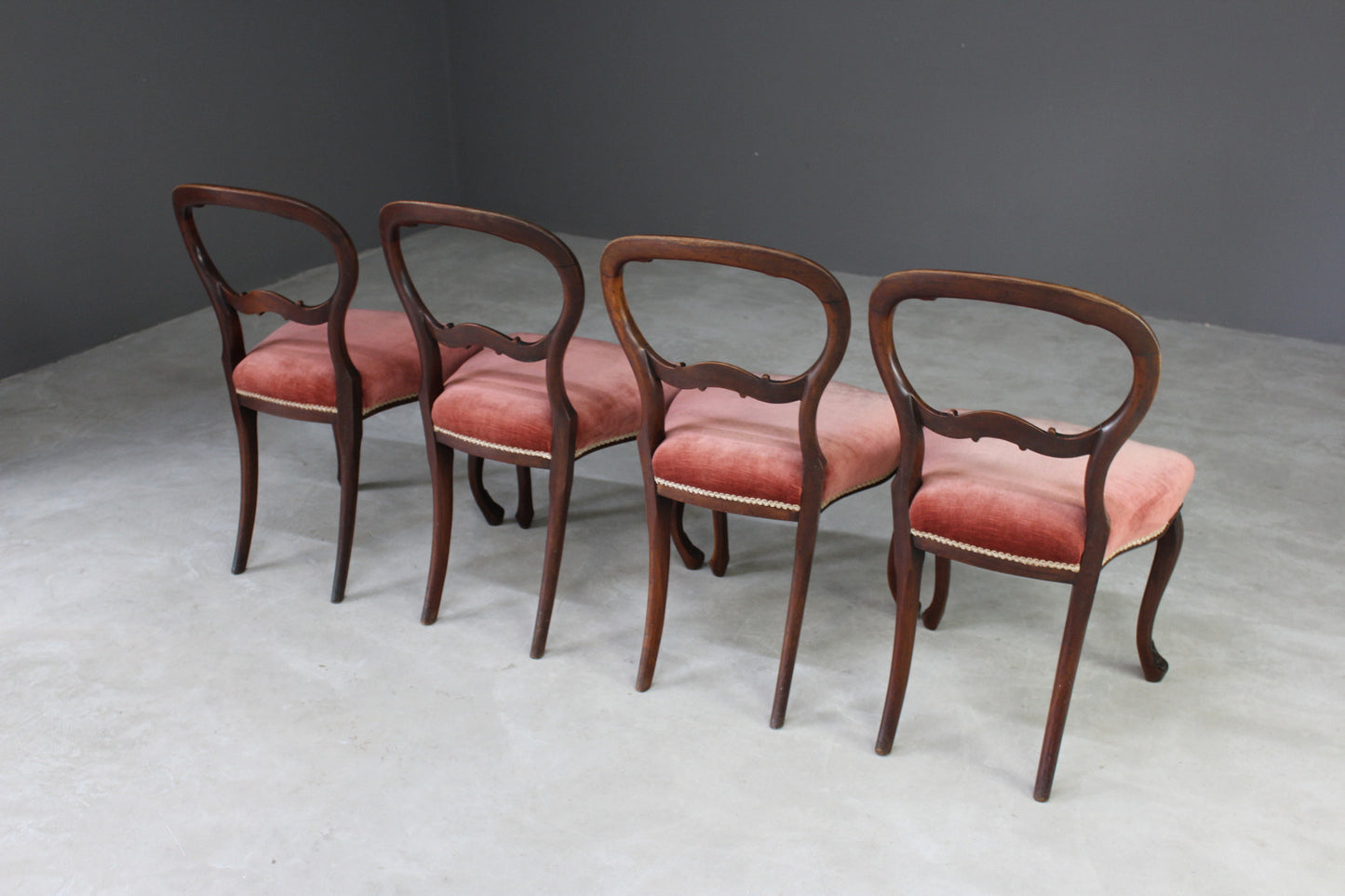 4 Victorian Mahogany Balloon Back Dining Chairs - Kernow Furniture