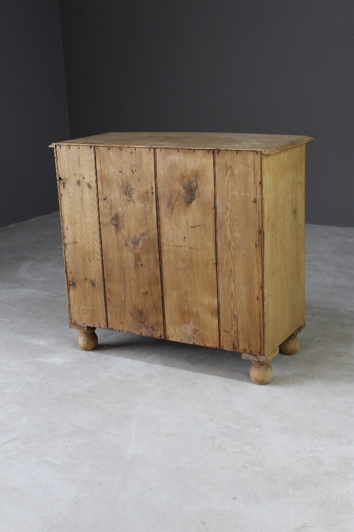 Antique Pine Bow Front Chest of Drawers - Kernow Furniture