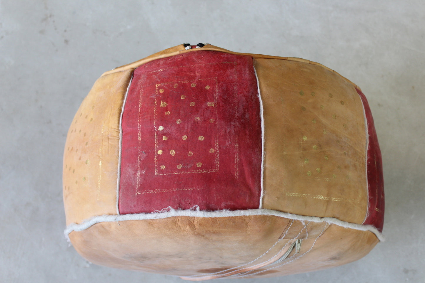 Retro Leather Moorish Style Leather Pouffee Footstool - Kernow Furniture