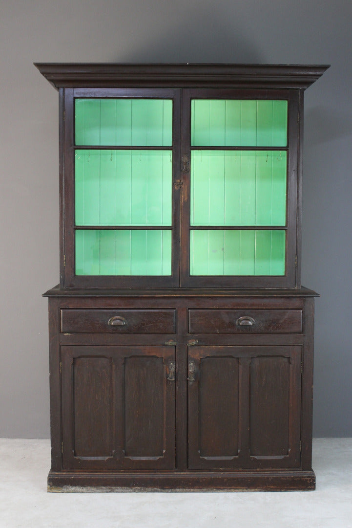 Antique Stained Pine Glazed Dresser – Kernow Furniture