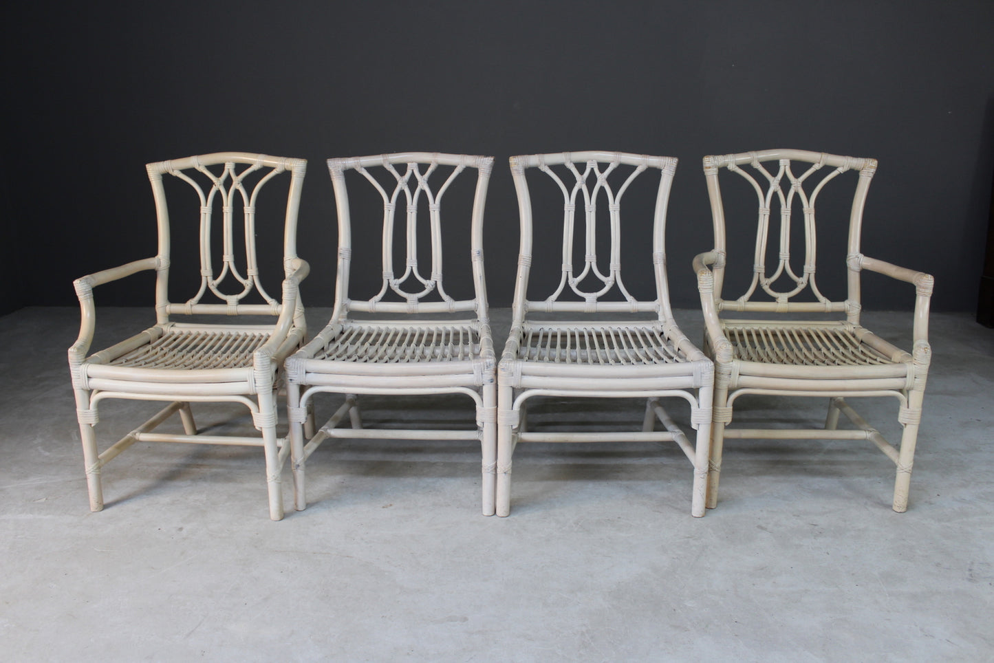 Glass & Cane Dining Table & Chairs - Kernow Furniture