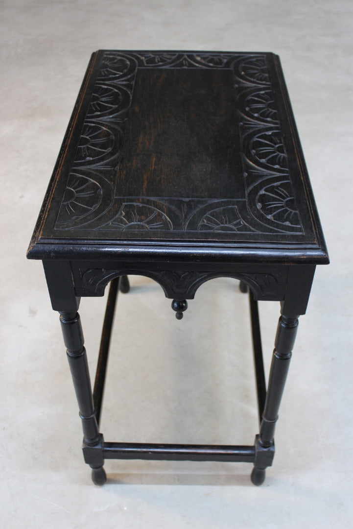 Victorian Ebonised Oak Side Table - Kernow Furniture