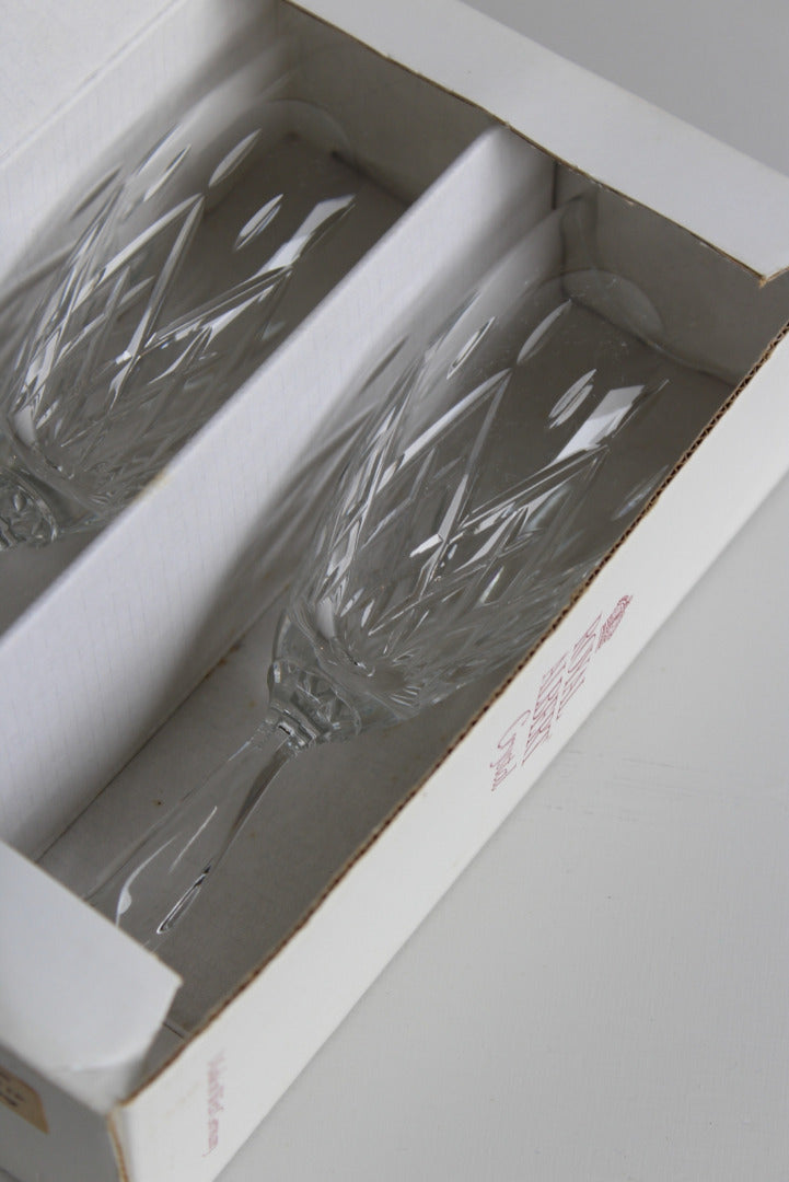 Pair Royal Albert Crystal Champagne Flutes - Kernow Furniture
