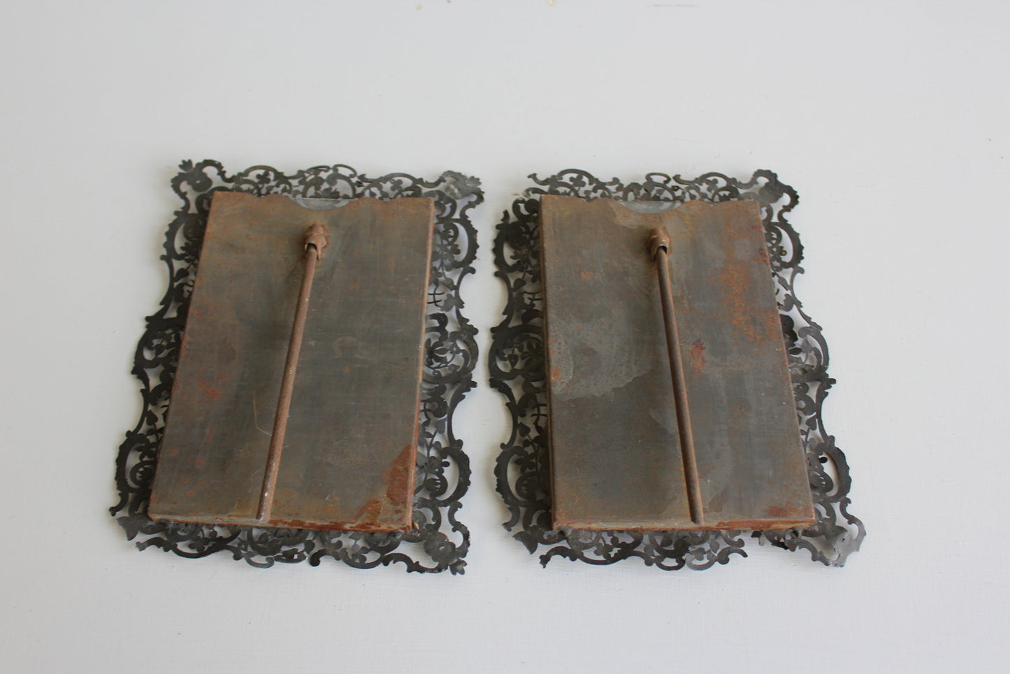Pair Antique Pierced Lead Photo Frames - Kernow Furniture