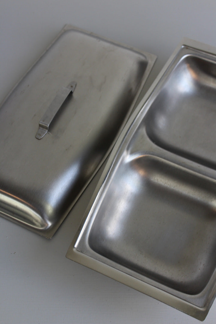 Retro Brushed Steel Serving Dish & Lid - Kernow Furniture