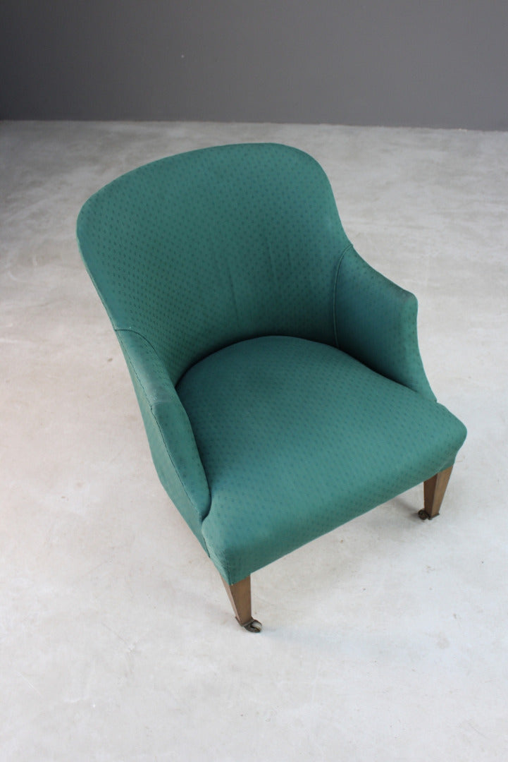 Small Early 20th Century Upholstered Armchair - Kernow Furniture
