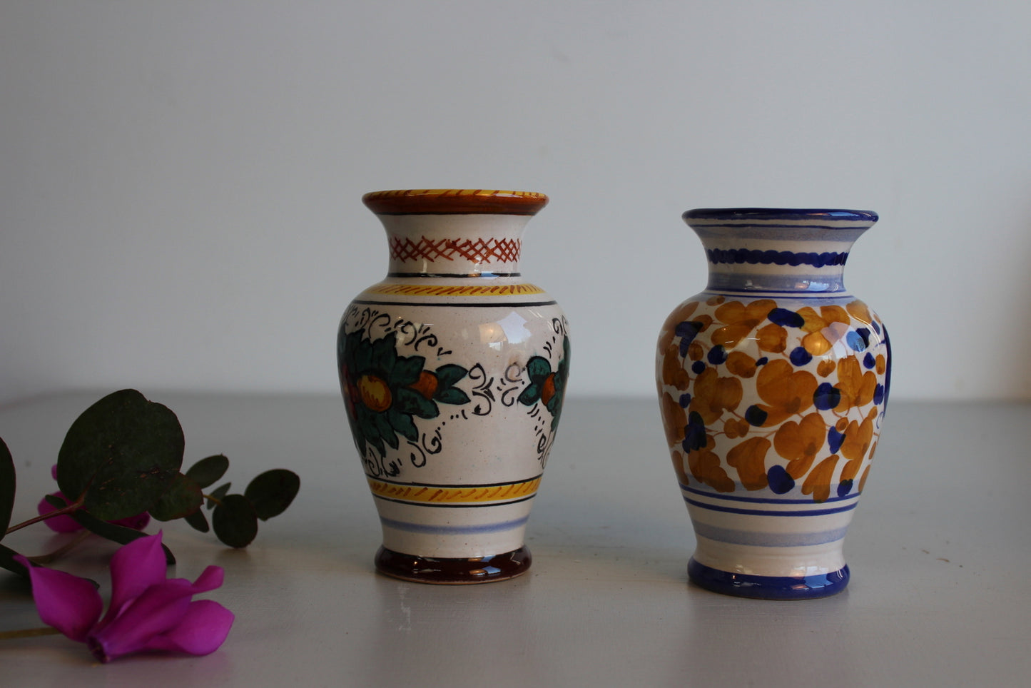 Pair Sberna Deruta Italian Glazed Vase - Kernow Furniture