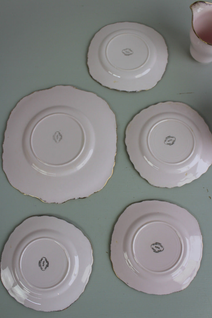 Vintage Vale Pink & Gold China Plates Jug Bowl - Kernow Furniture