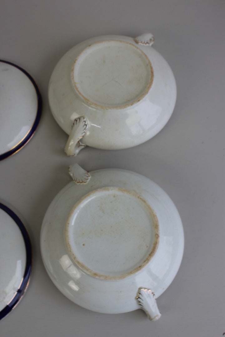 Pair Pearl Pottery Hanley Blue & White Tureen - Kernow Furniture