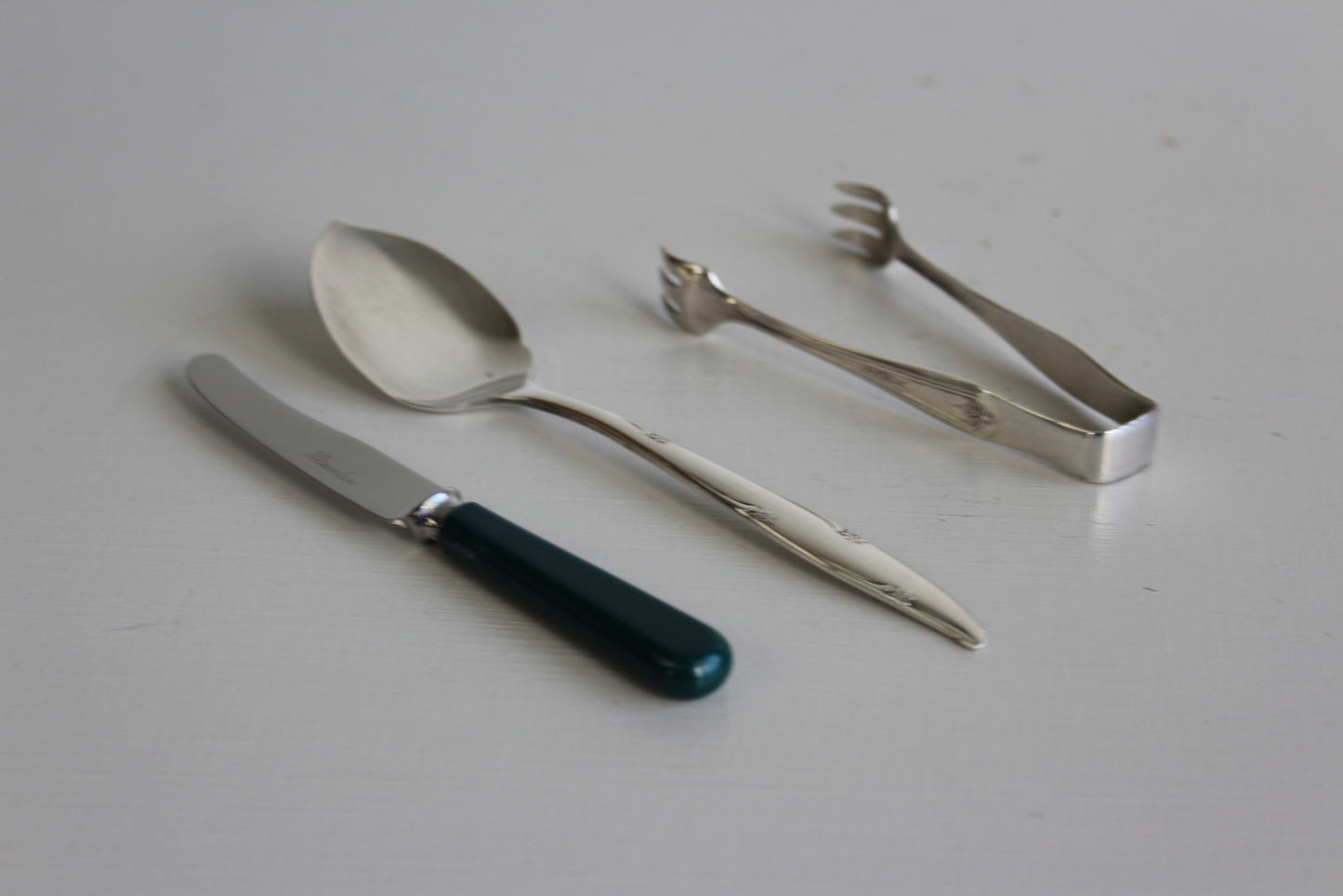 Vintage Sugar Tongs Spoon & Tiny Knife - Kernow Furniture