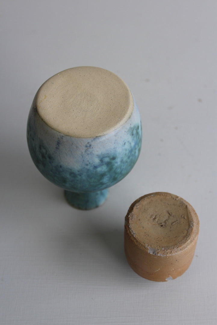 Vintage Blue Pot & Salt Glaze Ink Well - Kernow Furniture