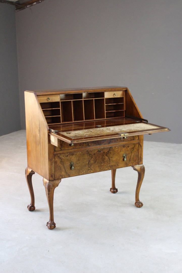Reproduction Walnut Writing Bureau - Kernow Furniture