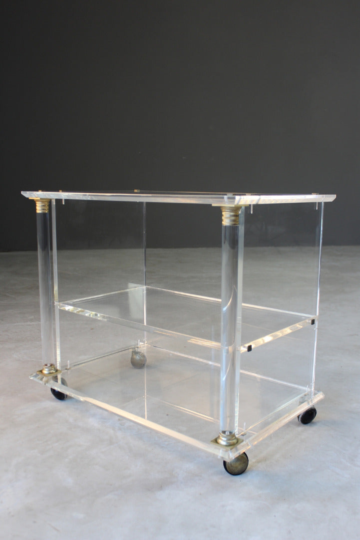 Retro Acrylic & Brass Drinks Trolley / Side Table - Kernow Furniture