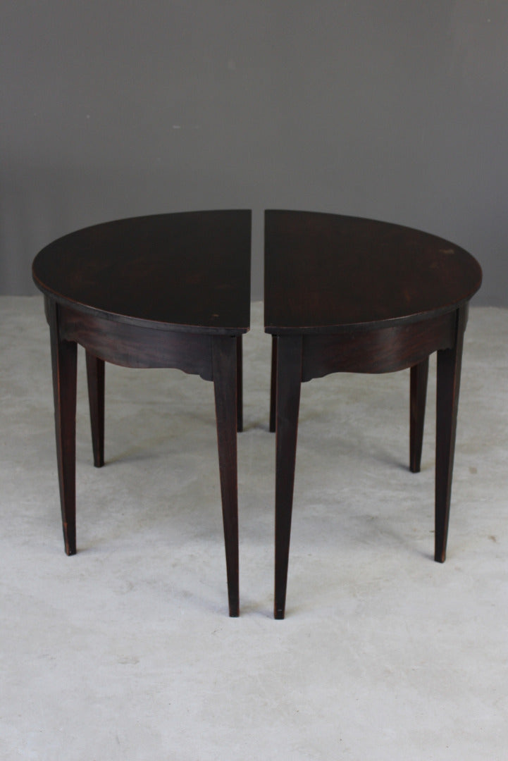 Pair Georgian Mahogany D End Side Tables - Kernow Furniture
