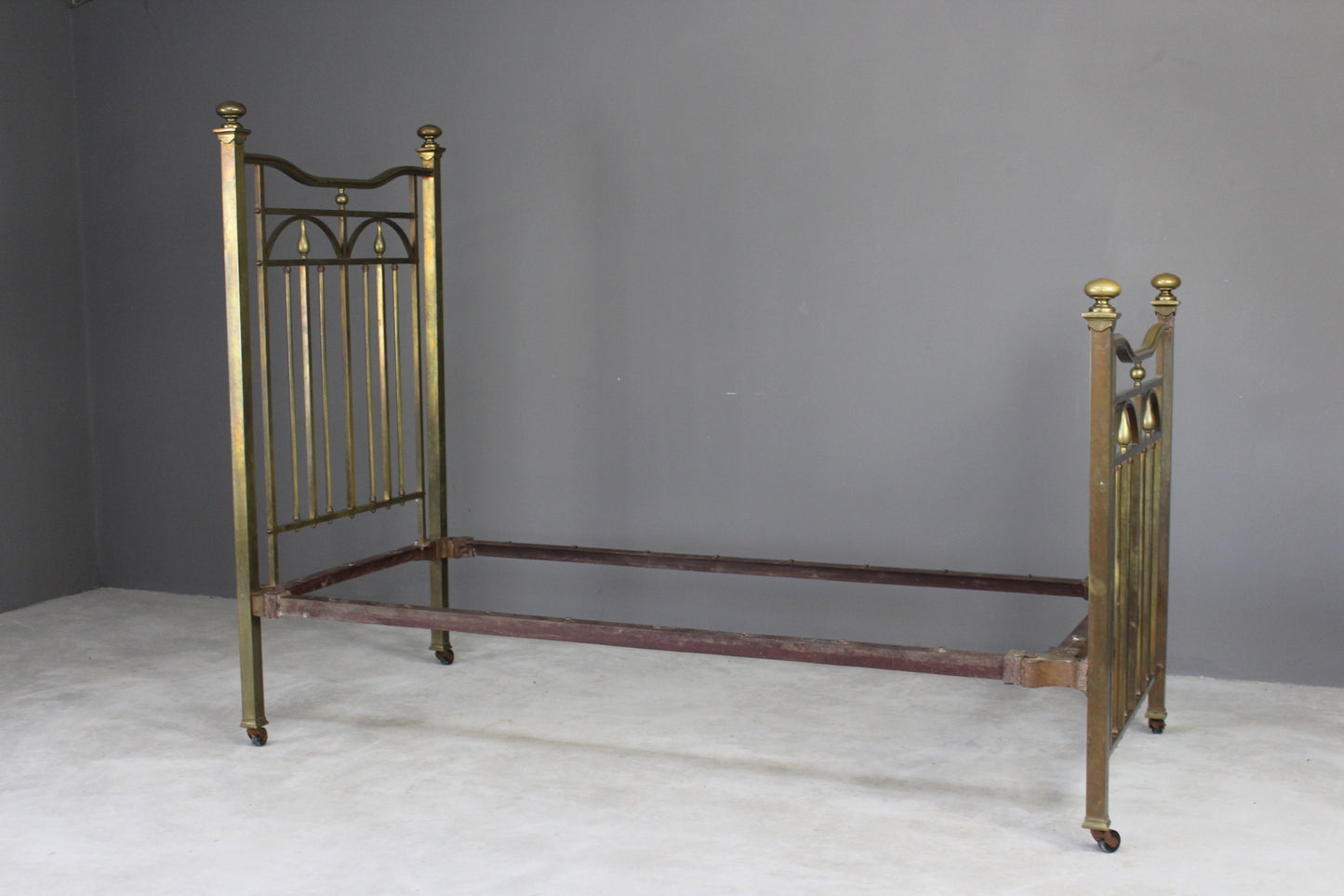 Antique Edwardian 3ft Brass Single Bed - Kernow Furniture