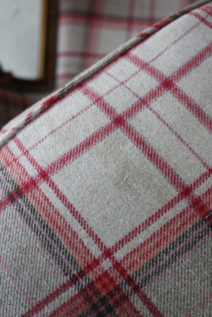 Antique Style Upholstered Tartan Armchair - Kernow Furniture